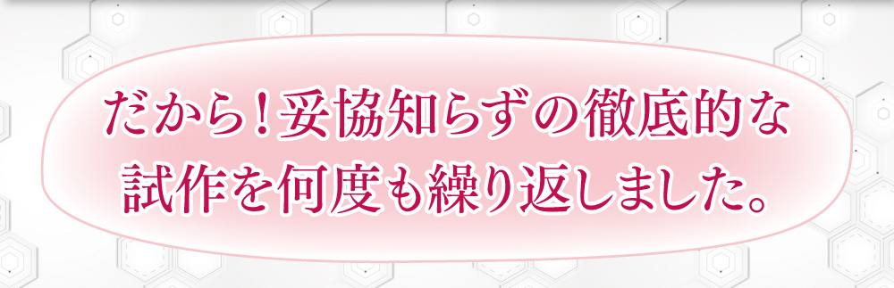 だから！妥協知らずの徹底的な試作を何度も繰り返しました。