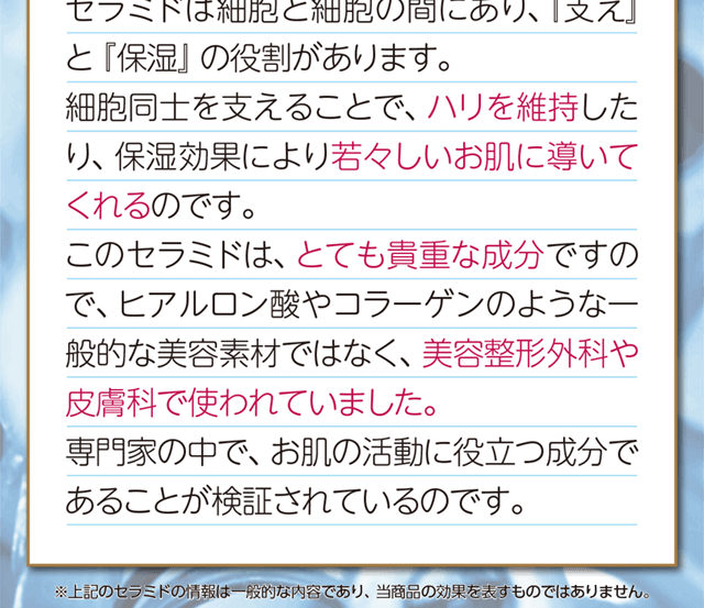 美容整形外科や皮膚科で使われるなど、専門家の中でお肌の活動に役立つs英文であることが検証されています。