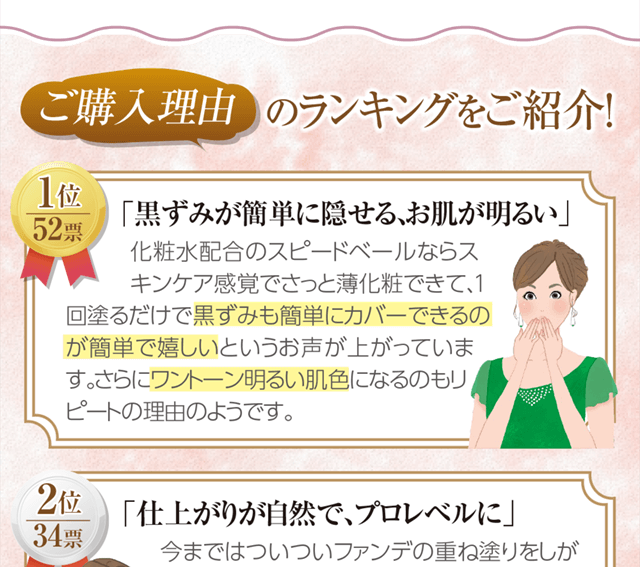 黒すみが簡単に隠せる、お肌が明るい。ワントーン明るい肌色になるのもリピートの理由