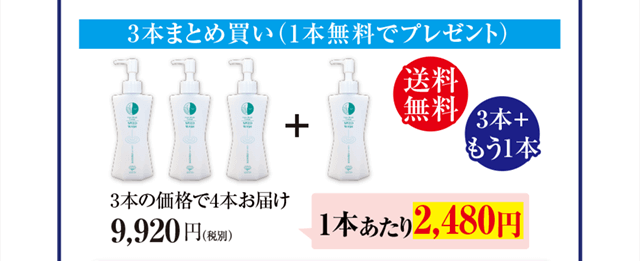 3本まとめ買い（1本無料でプレゼント）3本の価格で4本お届け9,920円（1本あたり2,480円・送料無料）