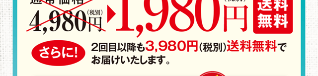 初回特別価格1個1,980円（税別）・送料無料（お一人様2個まで）2回目以降も3,980円（税別）でお届けいたします。